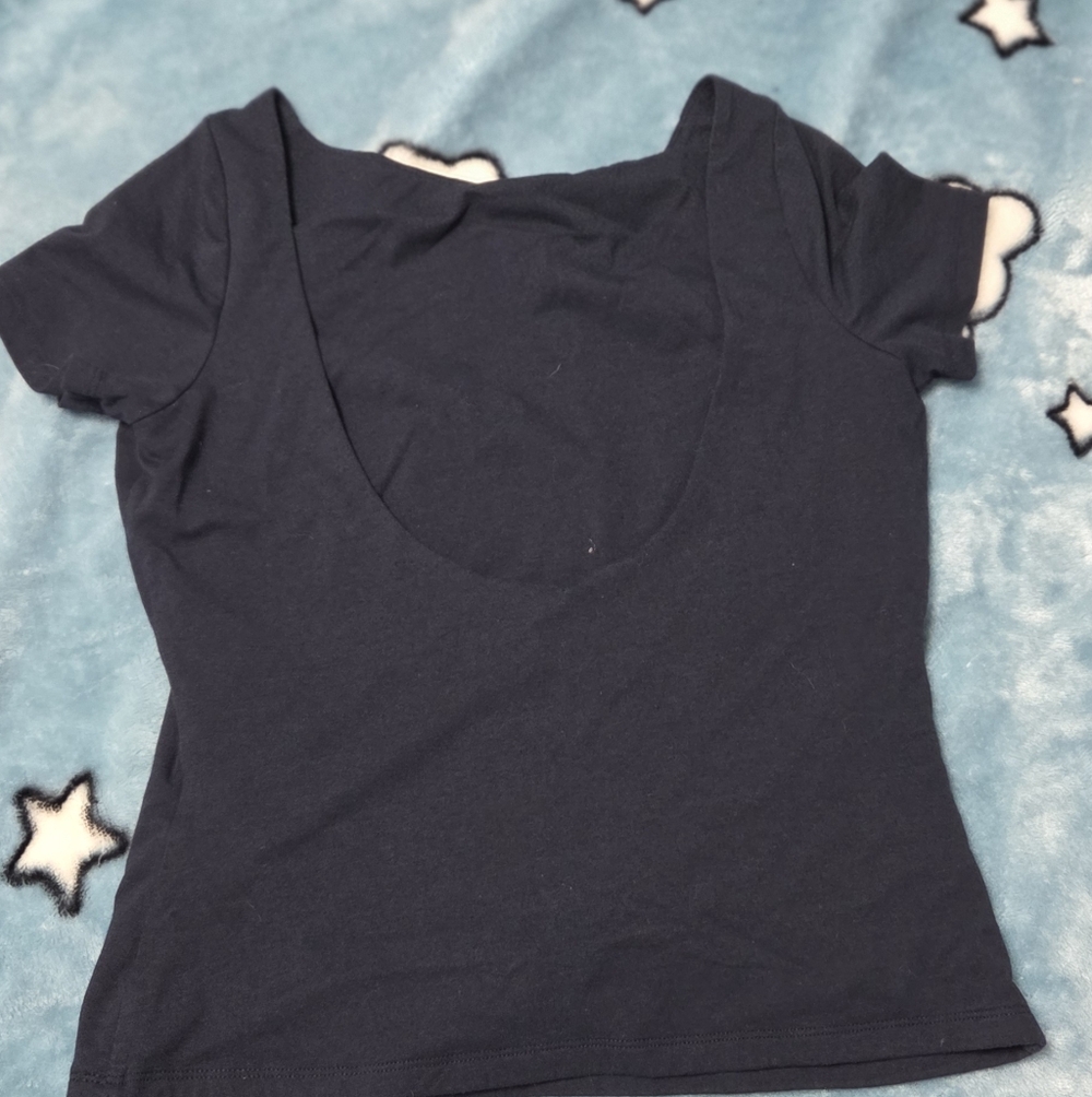 Banana Republic Deep Blue, Low-Cut Back, Form-Fitting Top Size M WOMENS